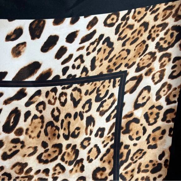 Big Leopard Silky Scarf-no label- machine edge-32"x35" sm flaw see pic - Picture 4 of 8